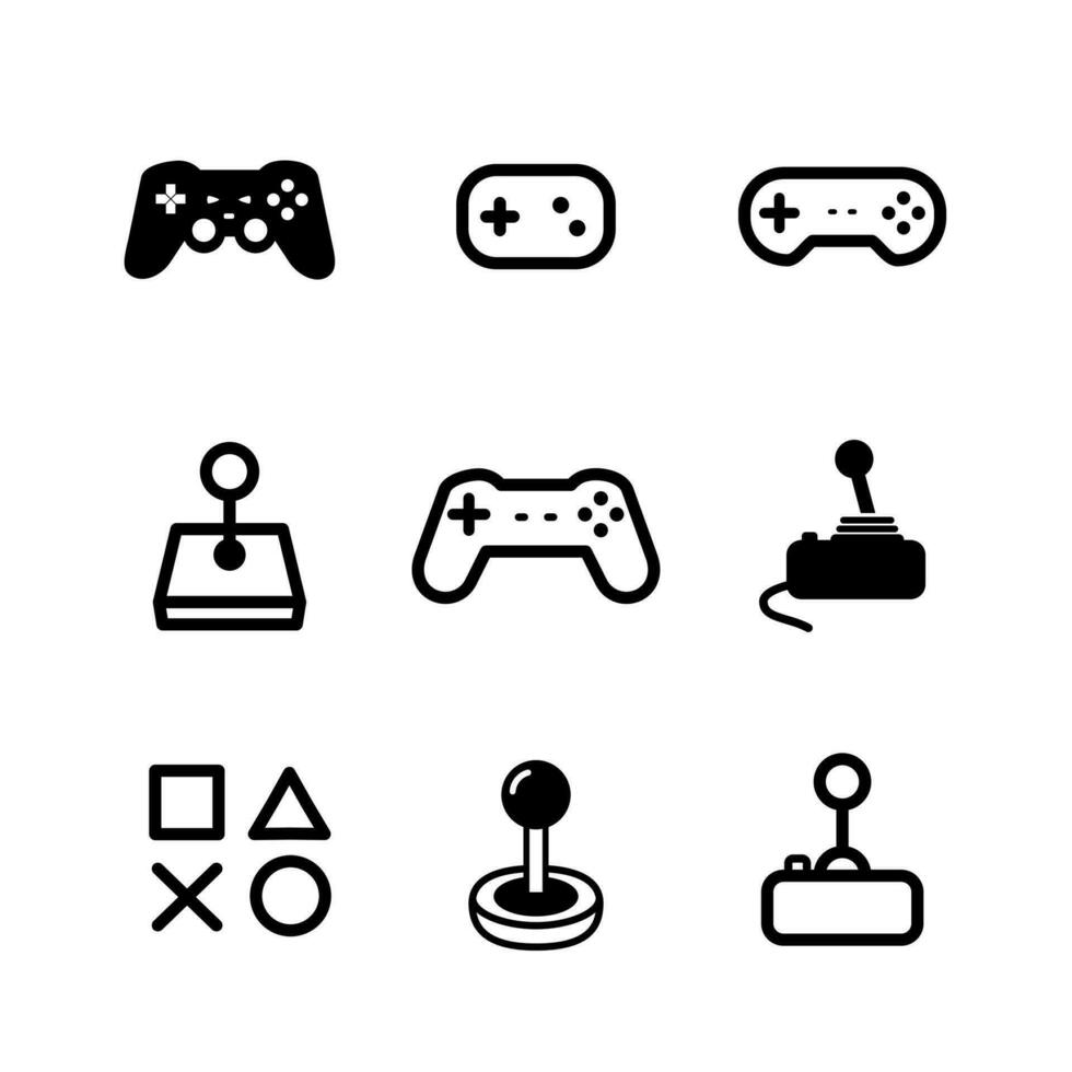 game controller icons set over white background, line style, vector illustration