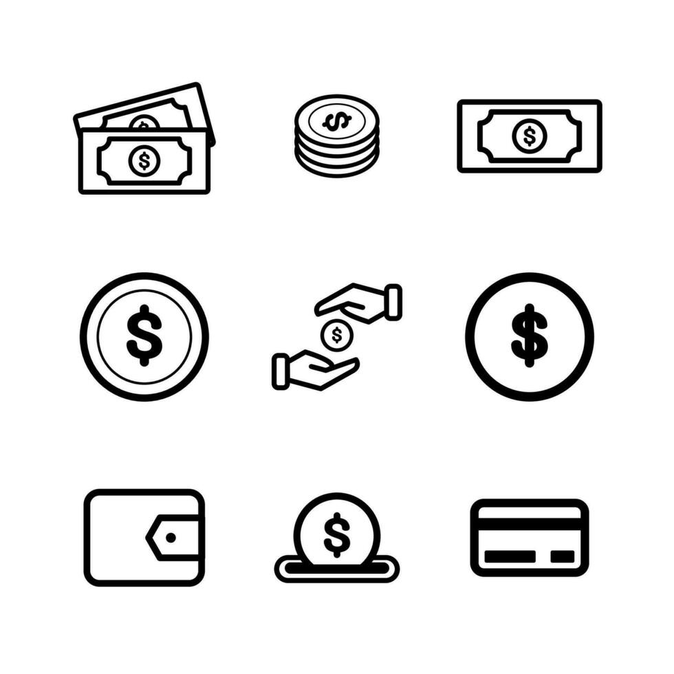 money icon set over white background, line style, vector ilustration.