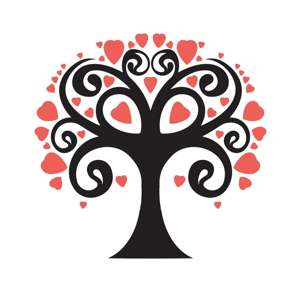 vector corazones árbol, amor árbol con corazón hojas, amor árbol diseño, san valentin día, amantes día