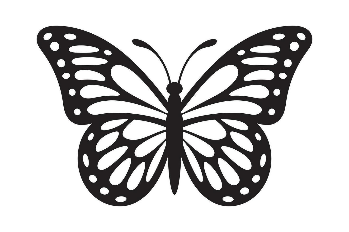 Butterfly tattoo silhouette design, Graphic black icon of butterfly isolated on white background vector