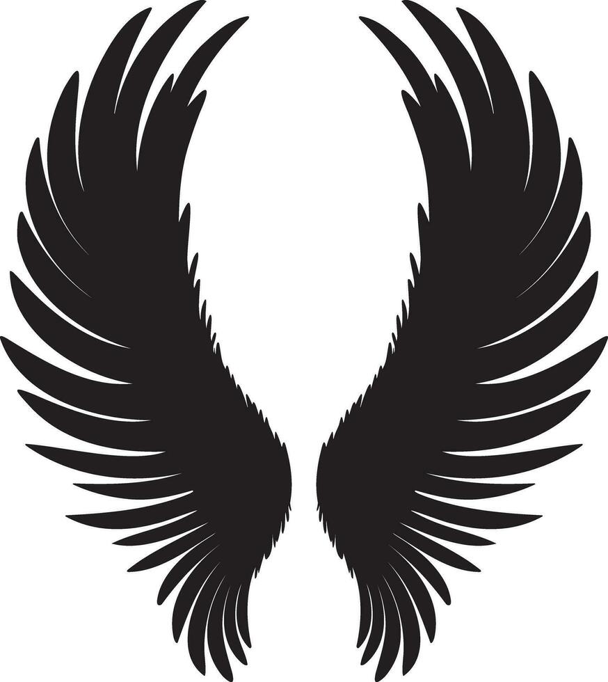 Wings logo. Vector tattoo design of a wings, silhouette of pair wings