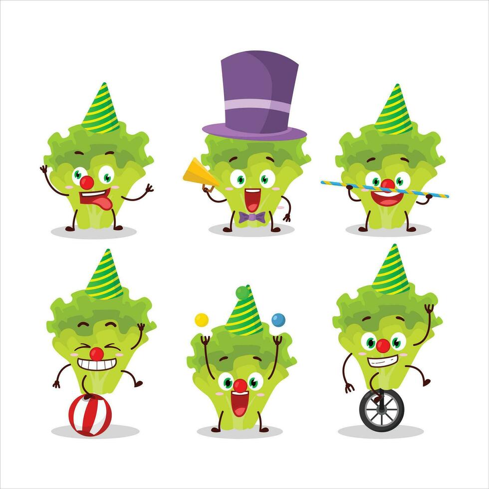 Cartoon character of lettuge with various circus shows vector