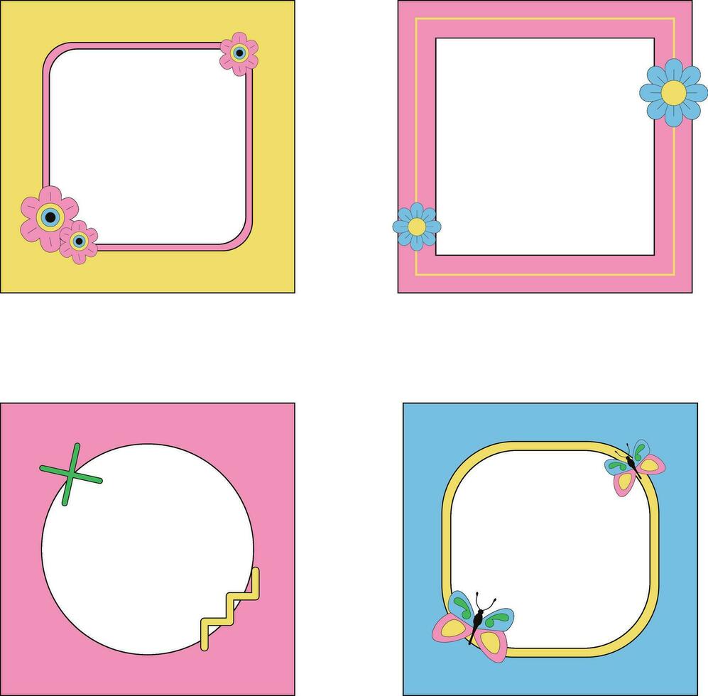 Minimalist Retro Pop Frame with Cute Concept. Vector Illustration