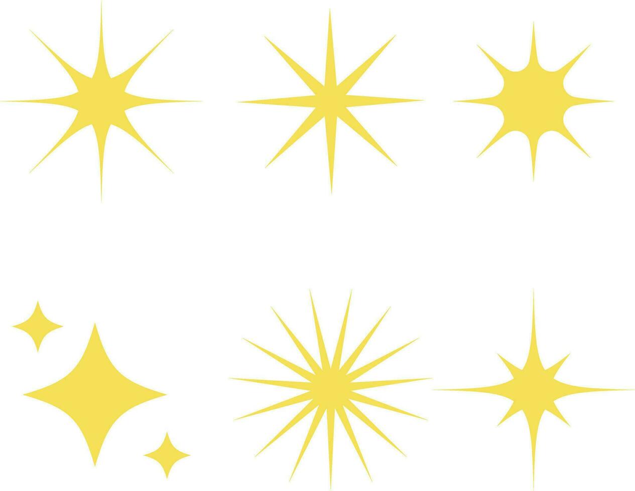 Sparkling Star Icon Set. Flat Design. Isolated Vector