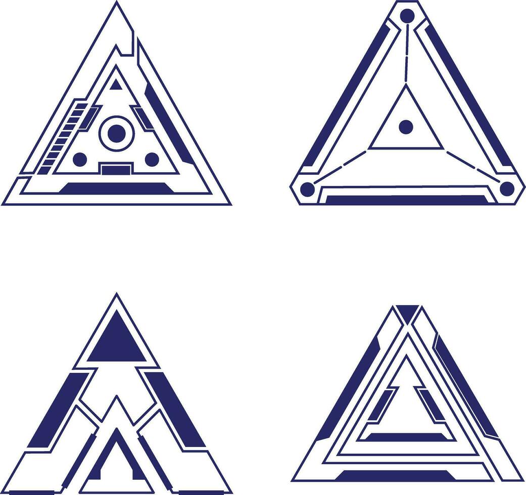 Set of Triangle Futuristic HUD Frame, with Geometric Shape. Vector Illustration