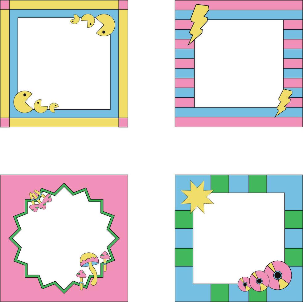Minimalist Retro Pop Frame with Cute Concept. Vector Illustration