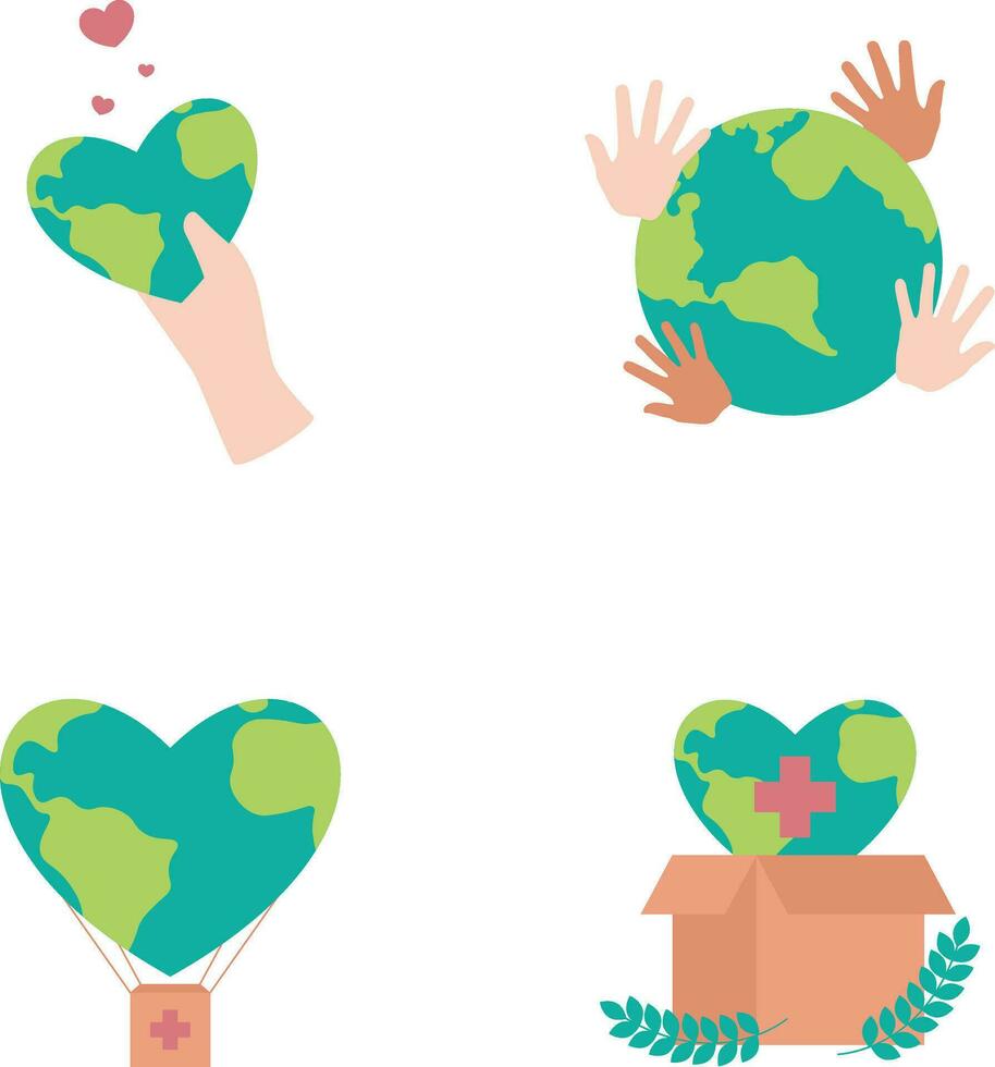 World Humanitarian Day Icon Set. Simple Design. Isolated Vector