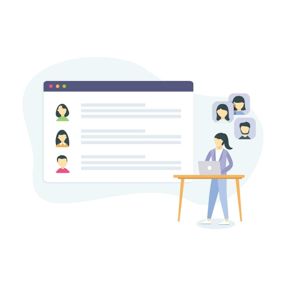 Managing people illustration useable for  both web or mobile app design vector