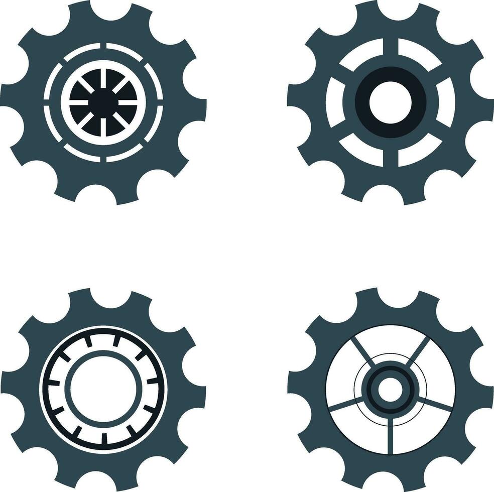 Set of Gear Wheel Shape. Isolated on White Background. Vector Illustration