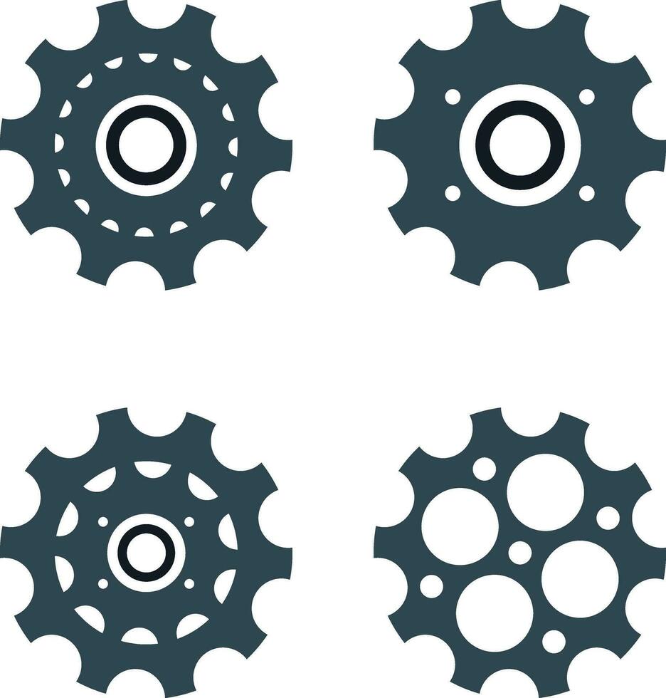 Set of Gear Wheel Shape. Isolated on White Background. Vector