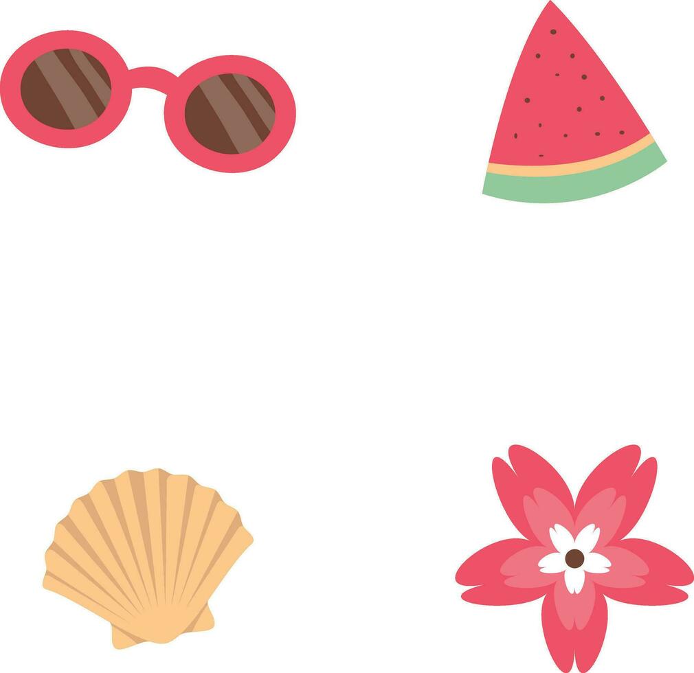 Summer Beach Minimalist Hand Drawn Element Collection. Isolated Vector