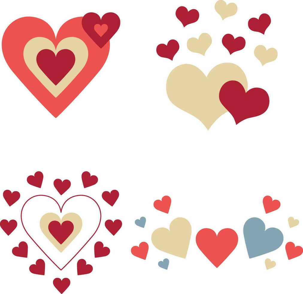 Love Decoration Shape Set. Different Design Pattern. Vector Illustration