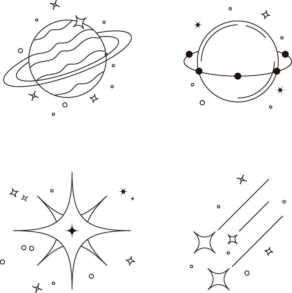 Cosmic Vintage Icon Design. Minimalist Concept. Isolated Vector