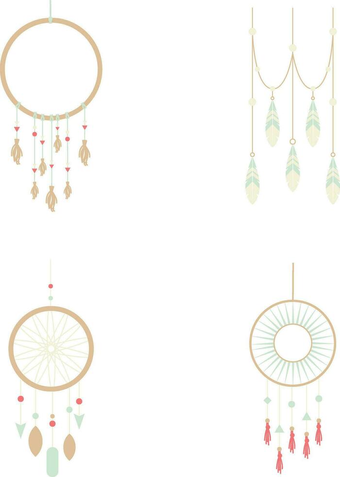 Handmade Macrame Wall Hanging Design. Simple Rope Decoration Style. Isolated Vector