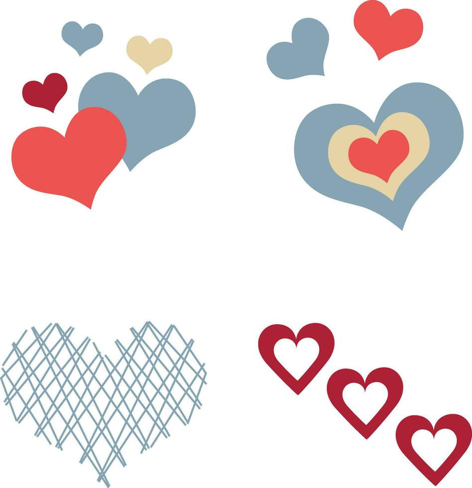 Love Decoration Shape Set. Different Design Pattern. Vector Illustration