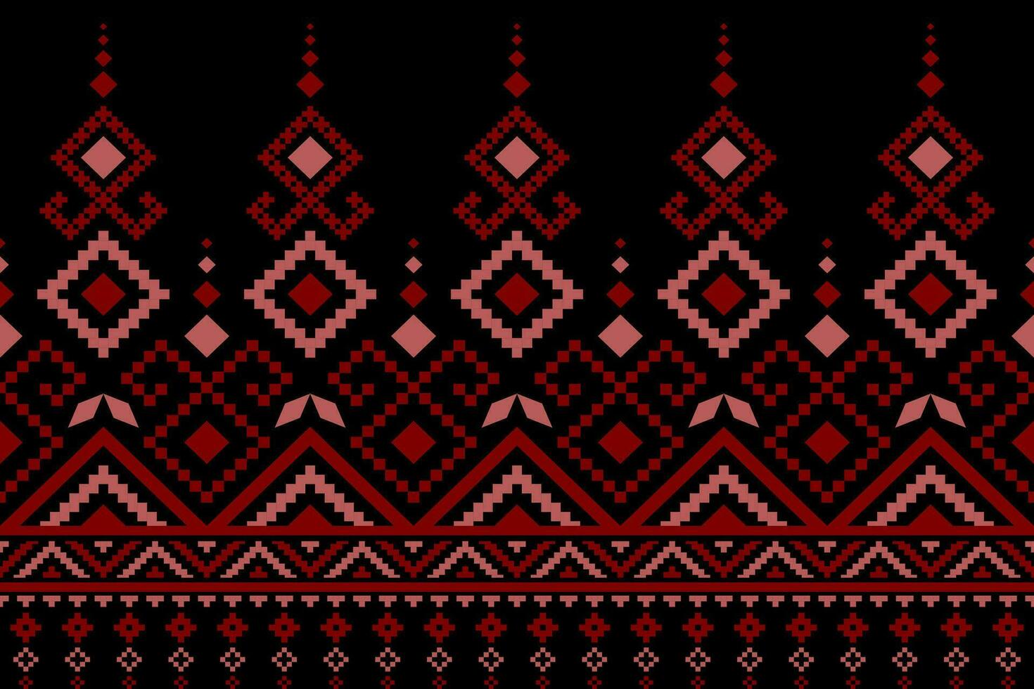 Red traditional ethnic pattern paisley flower Ikat background abstract Aztec African Indonesian Indian seamless pattern for fabric print cloth dress carpet curtains and sarong vector