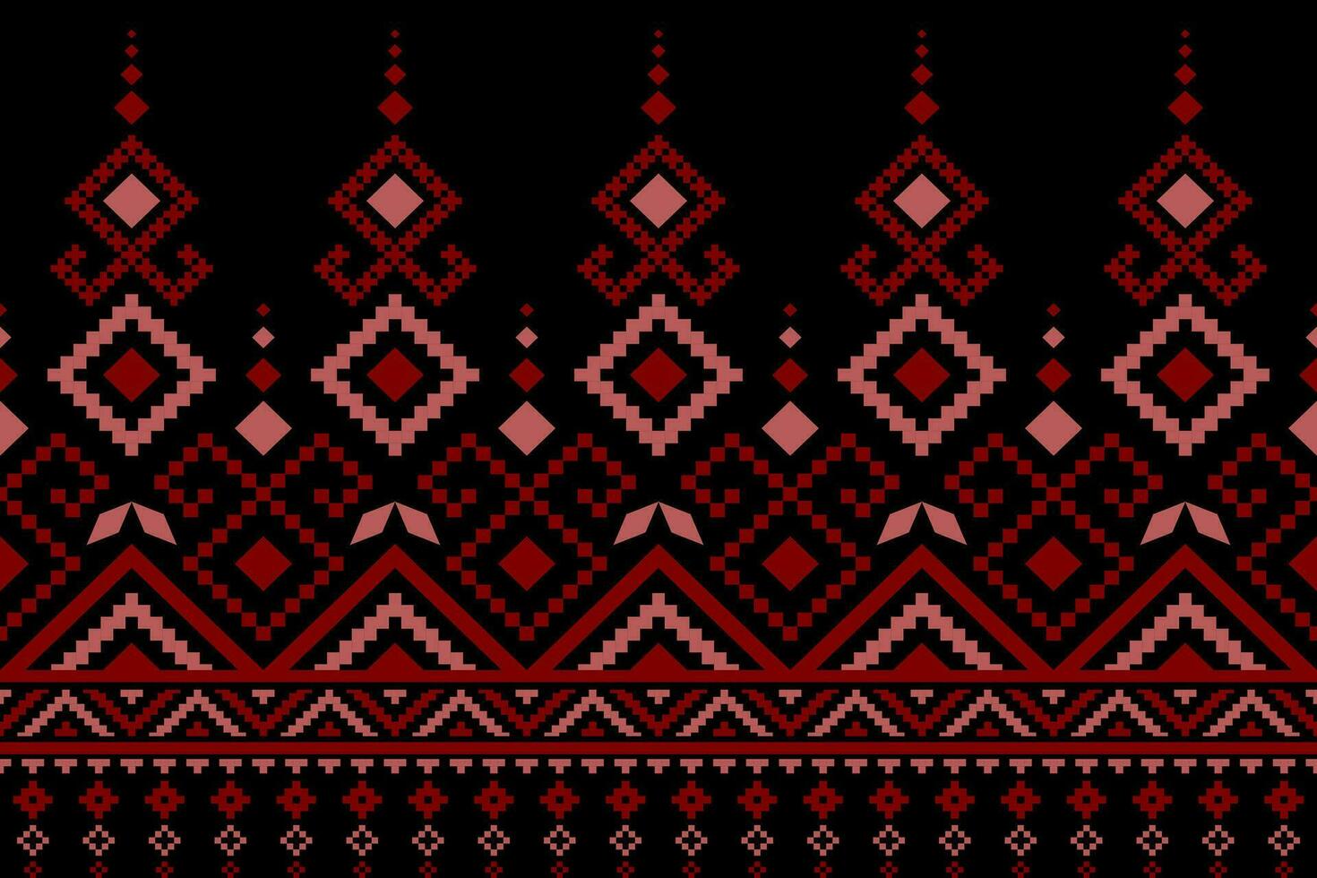 Red traditional ethnic pattern paisley flower Ikat background abstract Aztec African Indonesian Indian seamless pattern for fabric print cloth dress carpet curtains and sarong vector