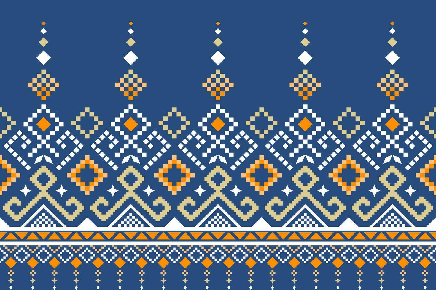 Cross stitch colorful geometric traditional ethnic pattern Ikat seamless pattern abstract design for fabric print cloth dress carpet curtains and sarong Aztec African Indian Indonesian vector