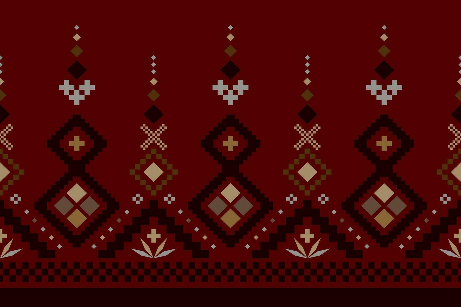 Cross stitch colorful geometric traditional ethnic pattern Ikat seamless pattern abstract design for fabric print cloth dress carpet curtains and sarong Aztec African Indian Indonesian vector
