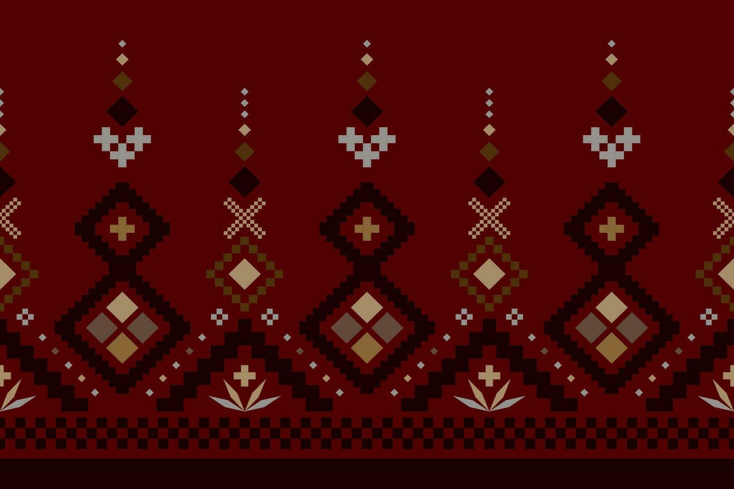 Cross stitch colorful geometric traditional ethnic pattern Ikat seamless pattern abstract design for fabric print cloth dress carpet curtains and sarong Aztec African Indian Indonesian vector