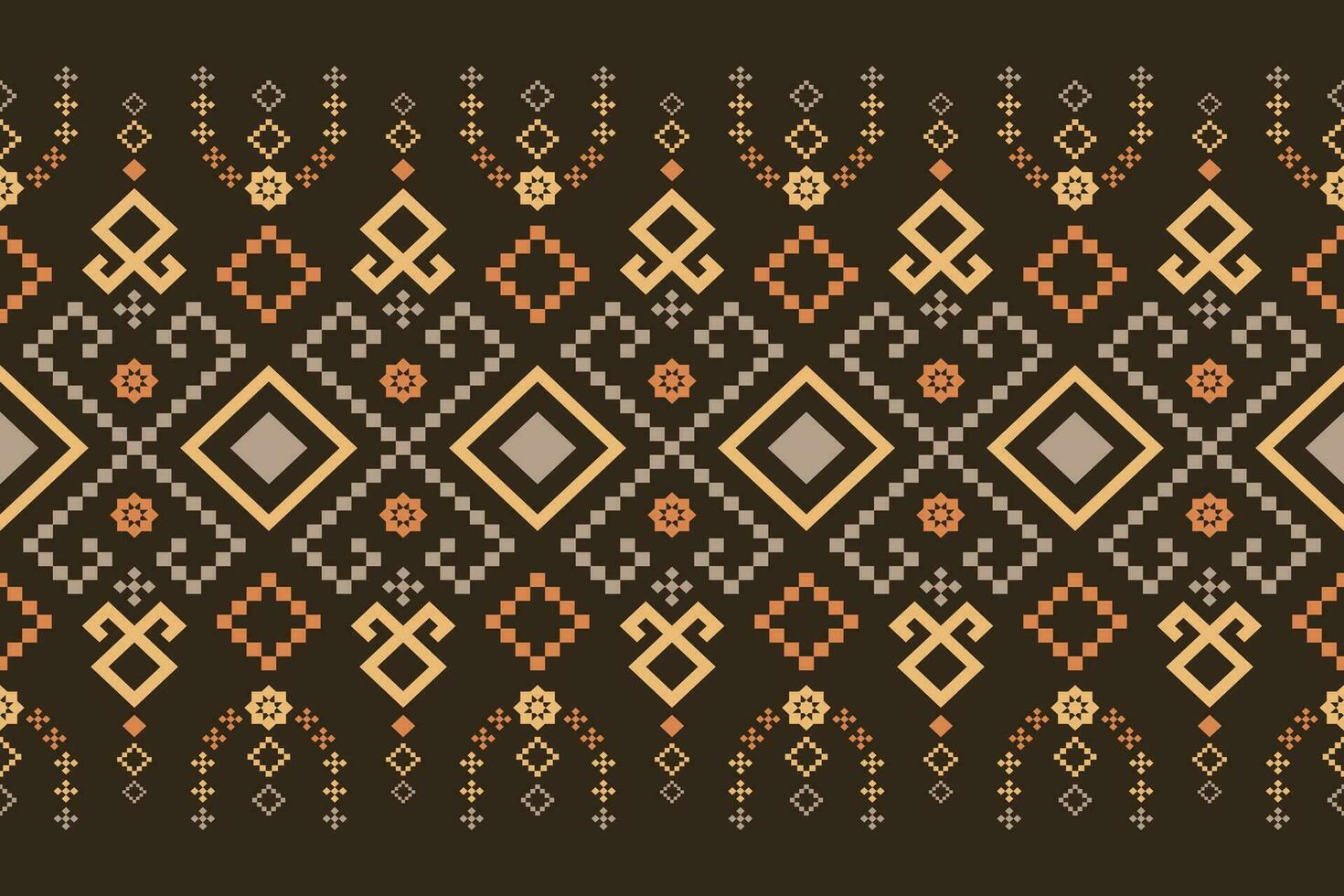 Nature vintages cross stitch traditional ethnic pattern paisley flower Ikat background abstract Aztec African Indonesian Indian seamless pattern for fabric print cloth dress carpet curtains and sarong vector