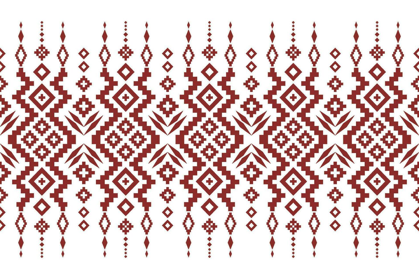Red traditional ethnic pattern paisley flower Ikat background abstract Aztec African Indonesian Indian seamless pattern for fabric print cloth dress carpet curtains and sarong vector