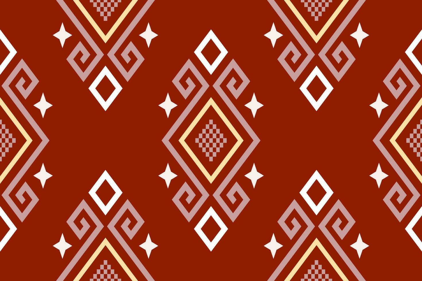 Red traditional ethnic pattern paisley flower Ikat background abstract Aztec African Indonesian Indian seamless pattern for fabric print cloth dress carpet curtains and sarong vector