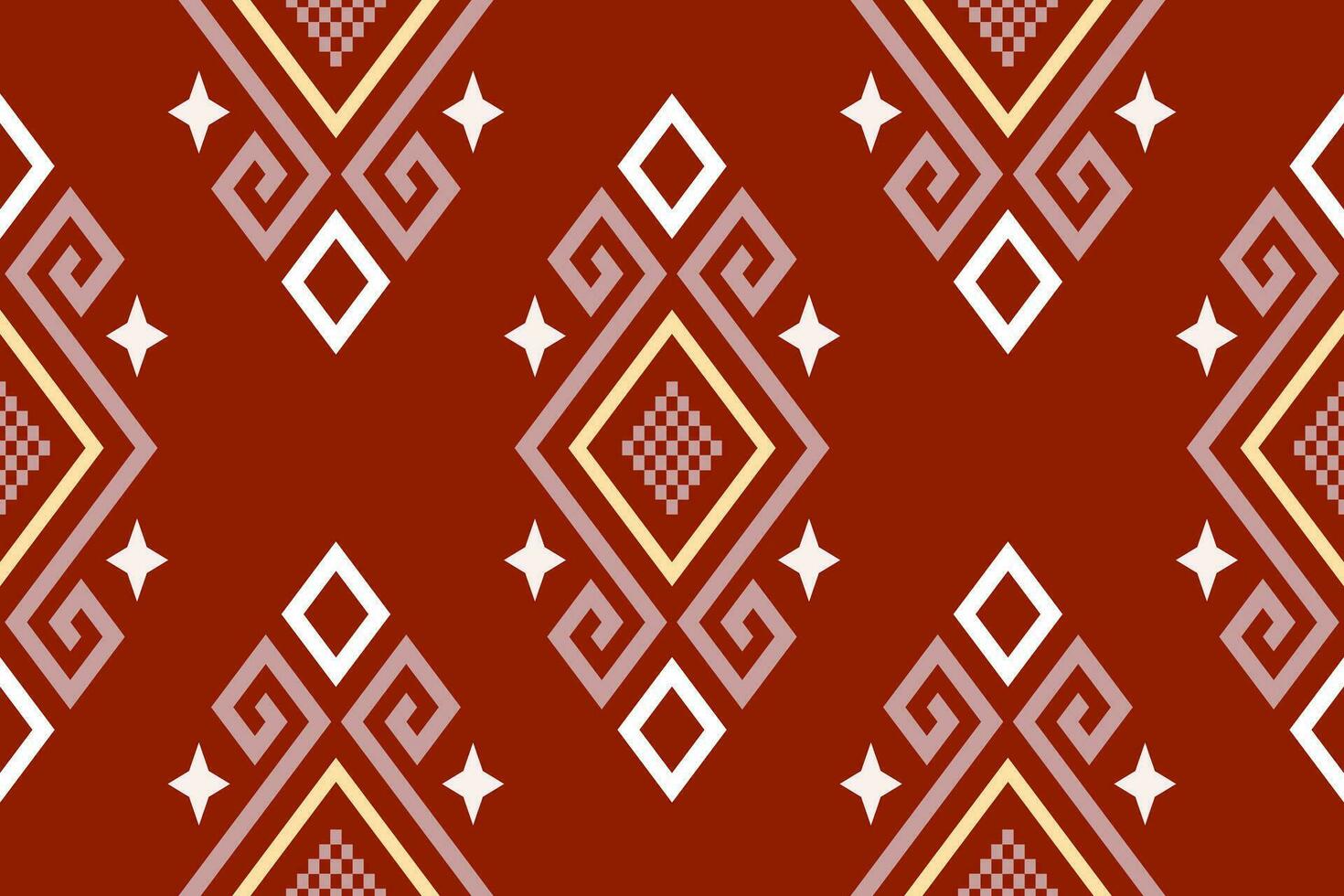 Red traditional ethnic pattern paisley flower Ikat background abstract Aztec African Indonesian Indian seamless pattern for fabric print cloth dress carpet curtains and sarong vector