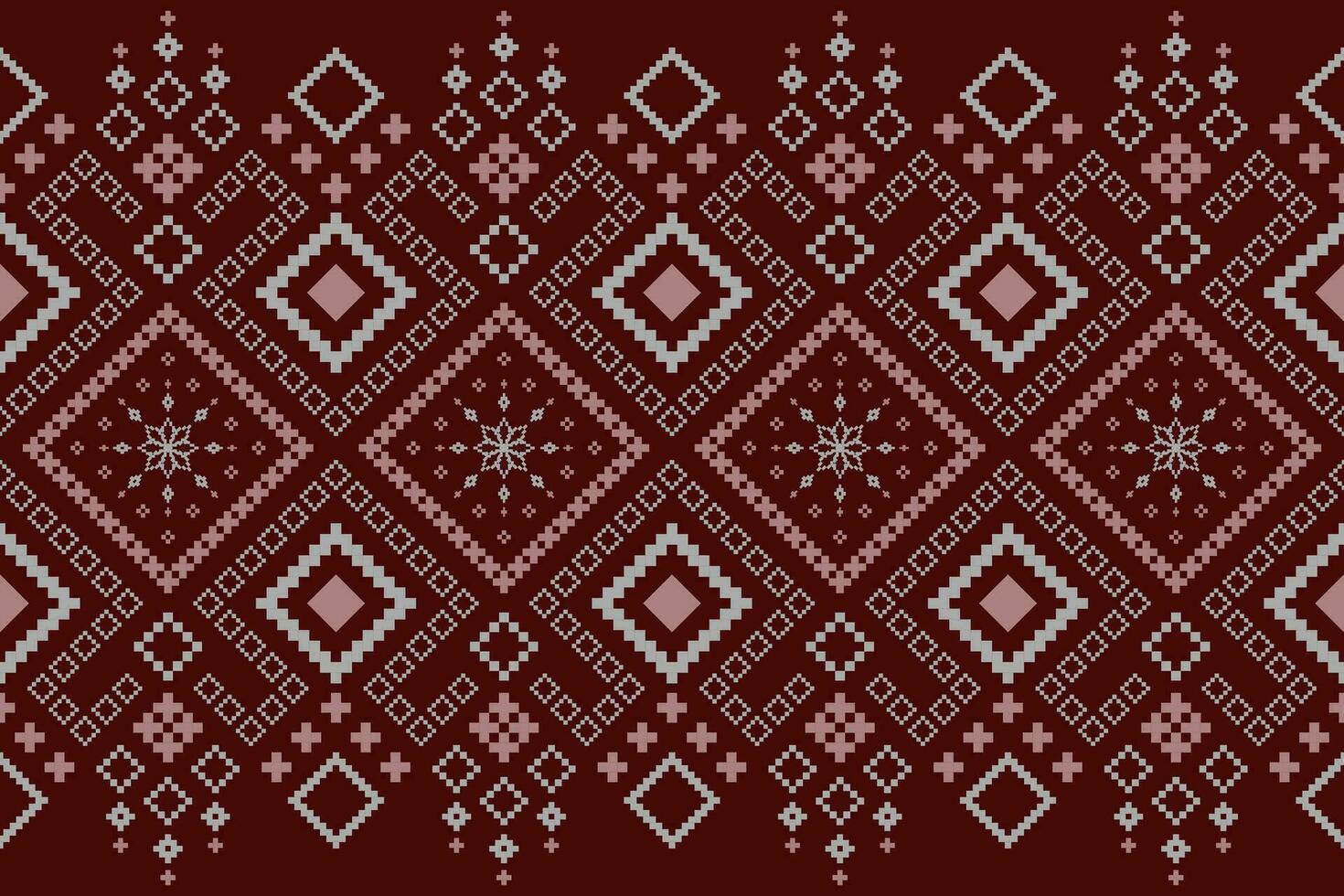 Nature vintages cross stitch traditional ethnic pattern paisley flower Ikat background abstract Aztec African Indonesian Indian seamless pattern for fabric print cloth dress carpet curtains and sarong vector