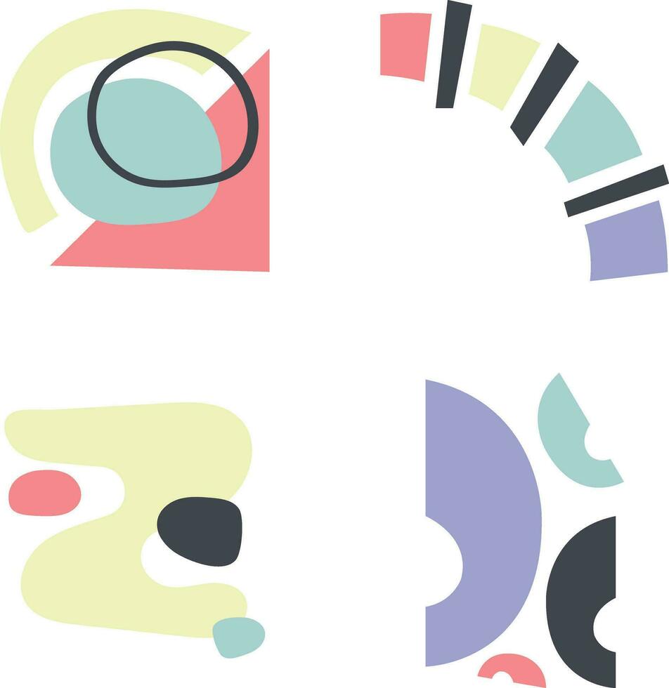 Mid Century Modern Shape with 1970's Retro Style. Isolated On White Background. Vector Illustration