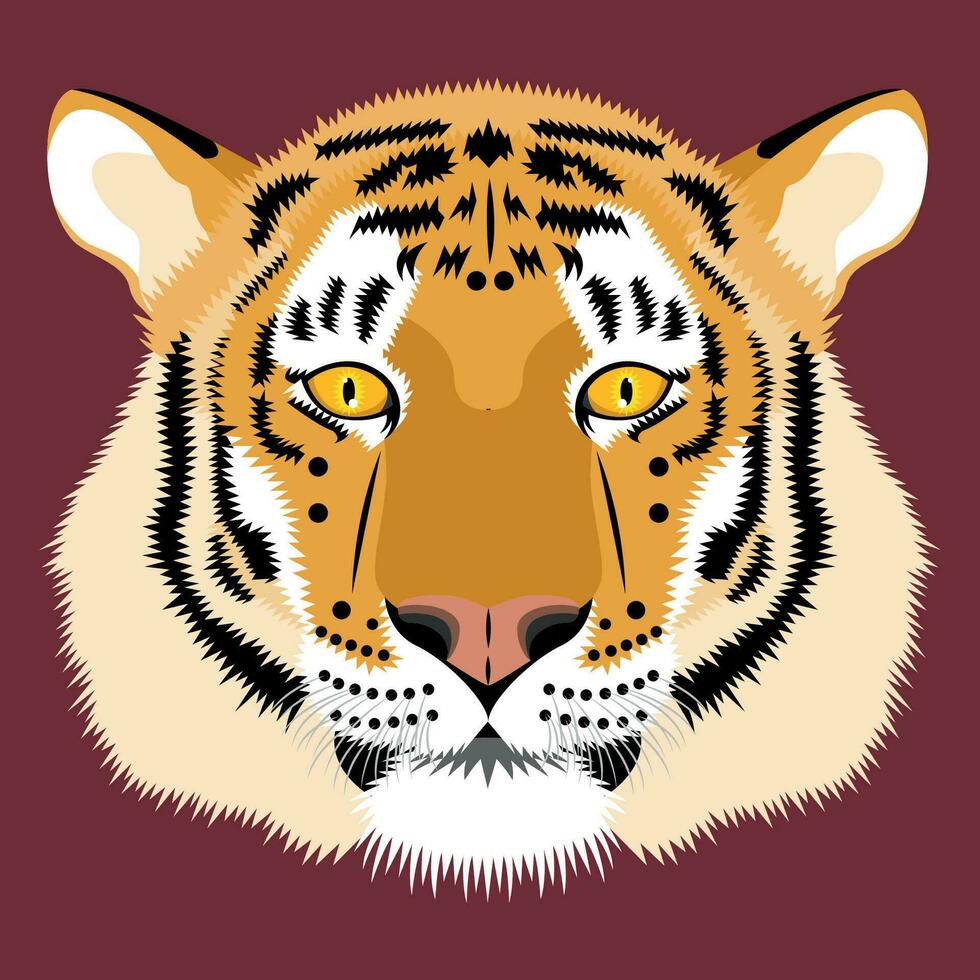 Tiger flat portrait illustration vector