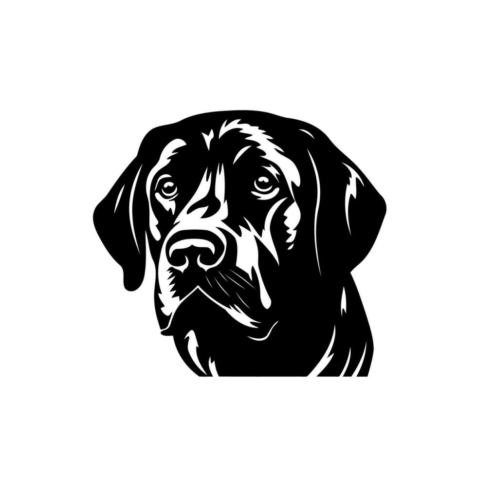 Labrador Retriever. Line art. Silhouette. Template. Close-up. Clip art. Black and white. vector