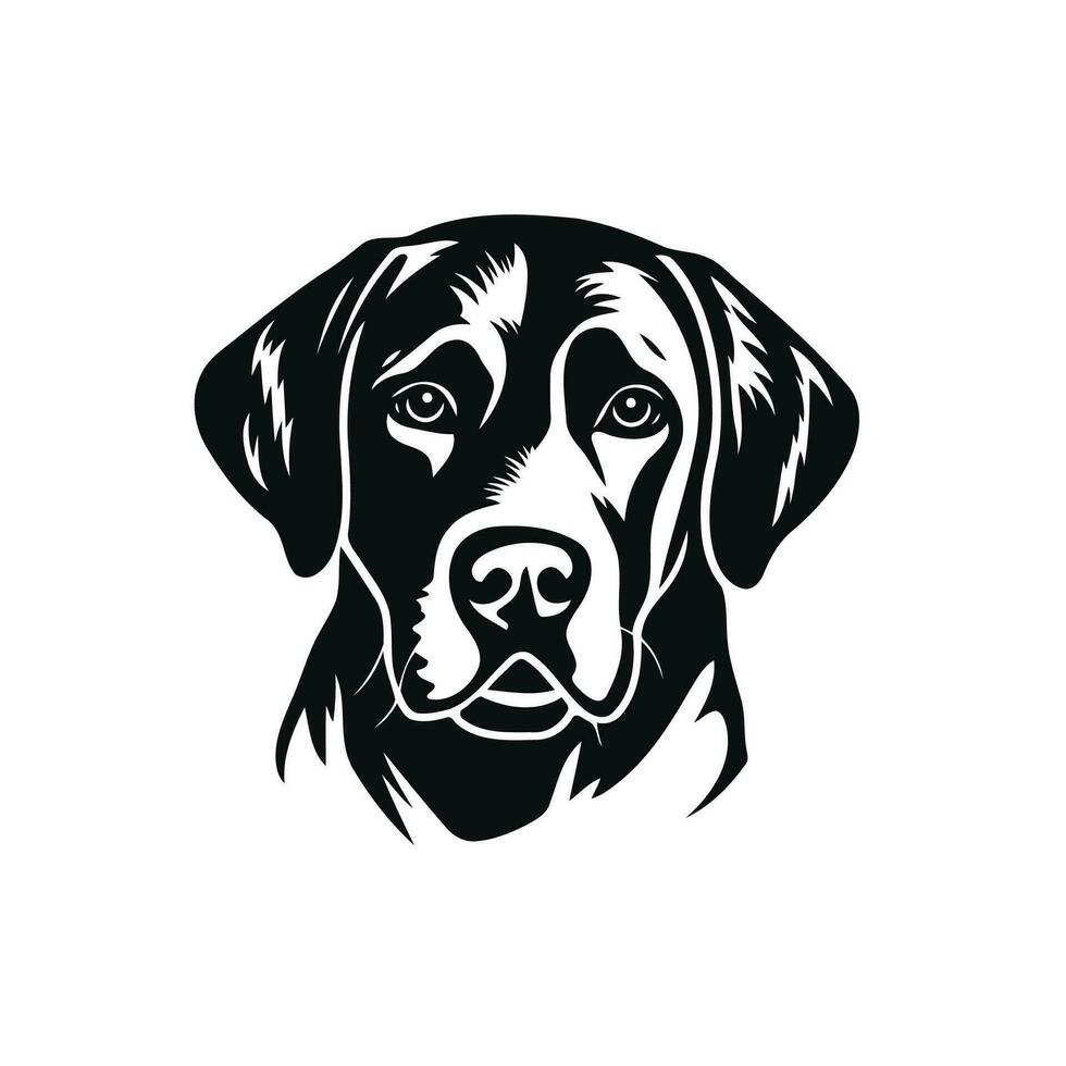 Labrador Retriever. Line art. Silhouette. Template. Close-up. Clip art. Black and white. vector
