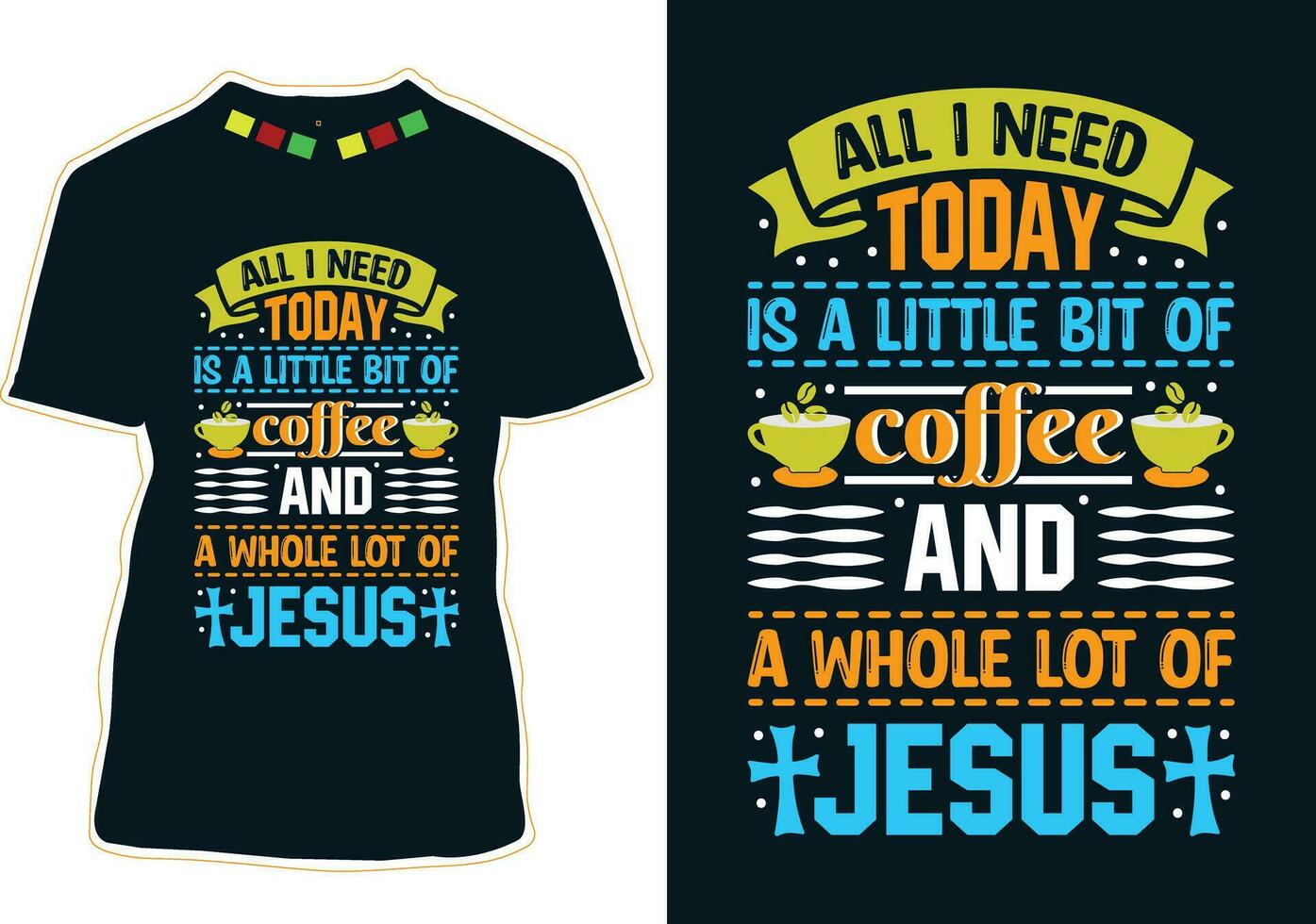 todas yo necesitar hoy es un pequeño poco de café y un todo lote de Jesús, internacional café día camiseta diseño vector