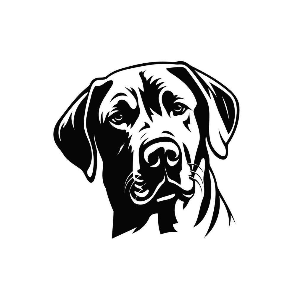 Labrador Retriever. Line art. Silhouette. Template. Close-up. Clip art. Black and white. vector