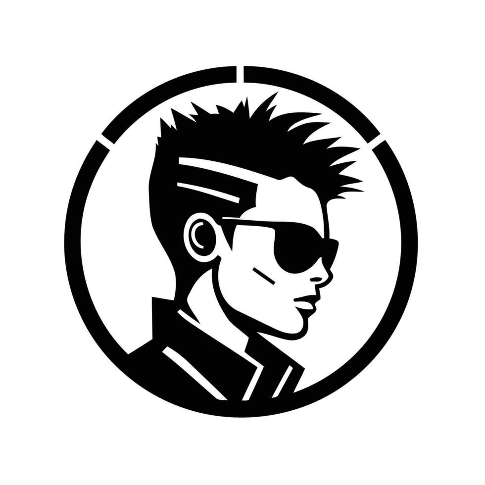 Cyberpunk character icon, a dynamic blend of technology and style. vector