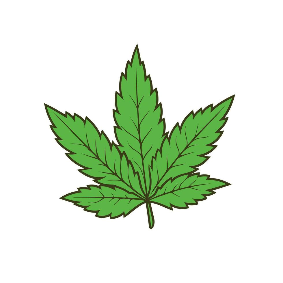Sleek and simple vector illustration of a weed leaf, perfect for logos and icons. A clean, minimalist design for cannabis-related businesses.