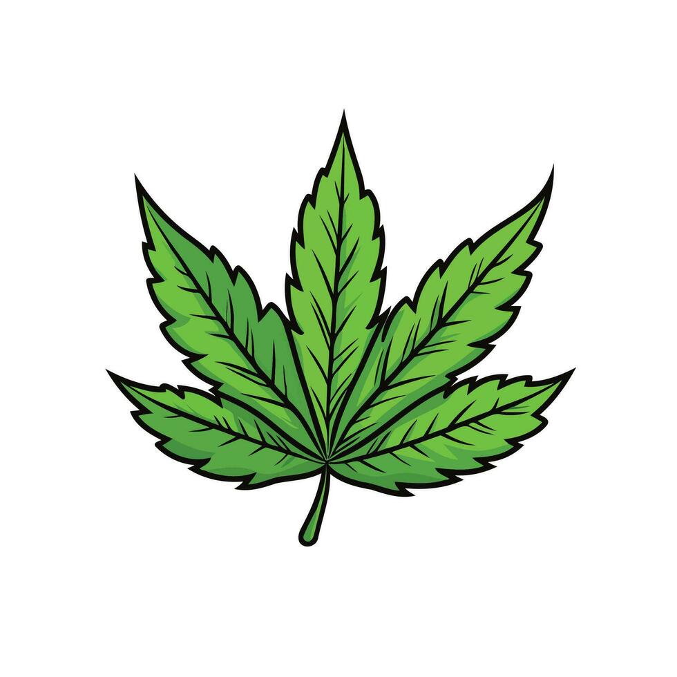 Sleek and simple vector illustration of a weed leaf, perfect for logos and icons. A clean, minimalist design for cannabis-related businesses.