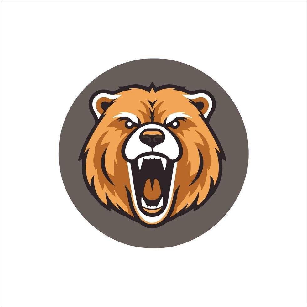 Angry Bear Head Mascot Logo, Esports Logo Vector Illustration Design Concept.