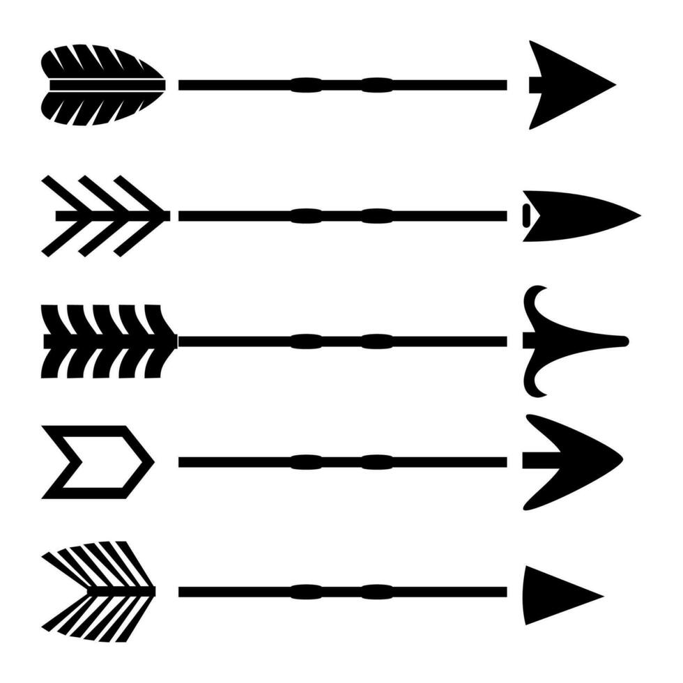 black and white arrow icon set vector