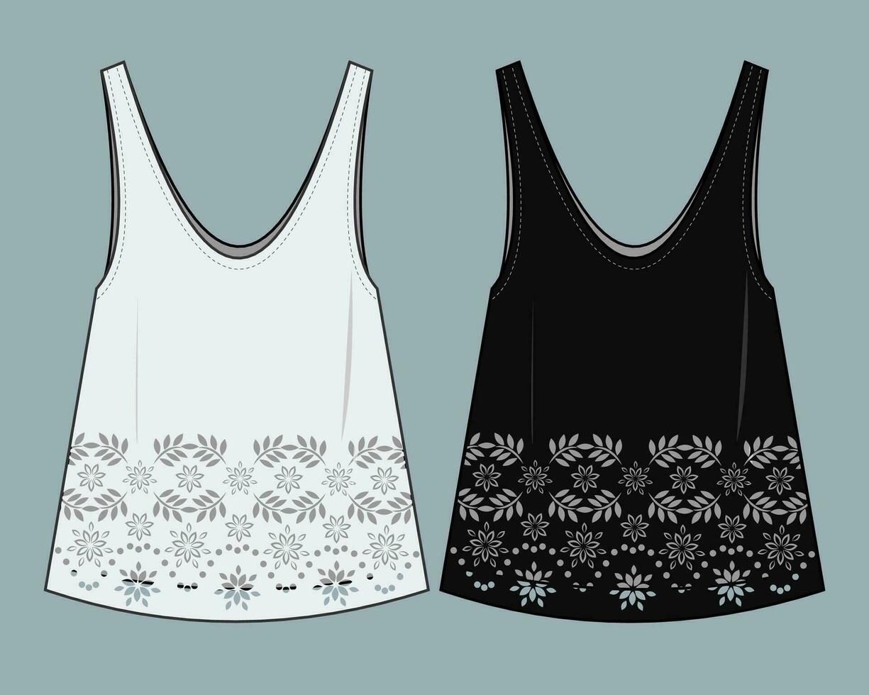 flat technical template lace fashion details. vector