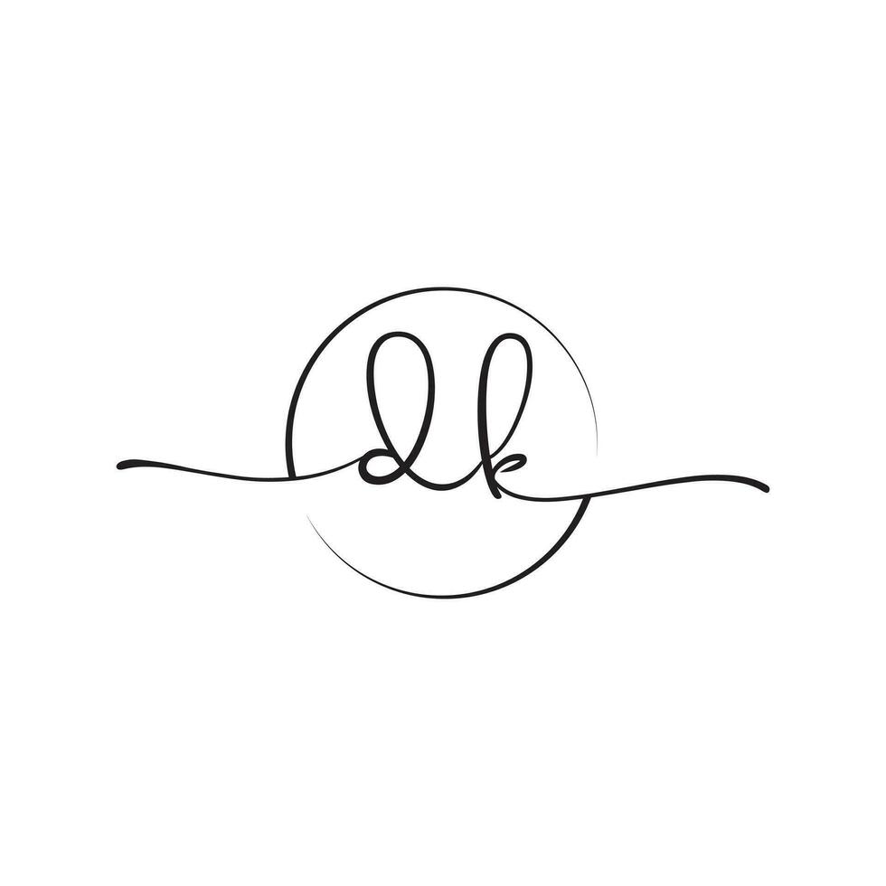DK Signature initial logo template vector ,Signature Logotype