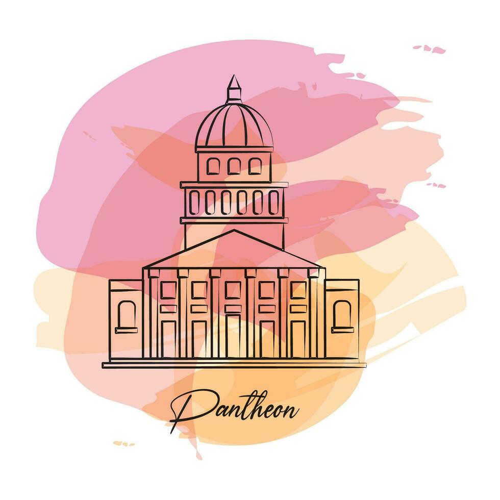 Isolated watercolor sketch of french pantheon France Vector illustration