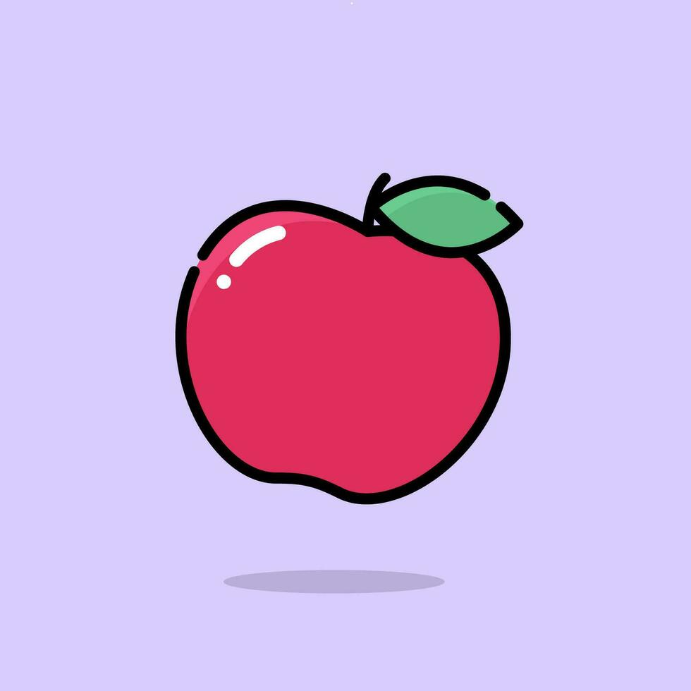 manzana Fruta ilustración en dibujos animados estilo vector