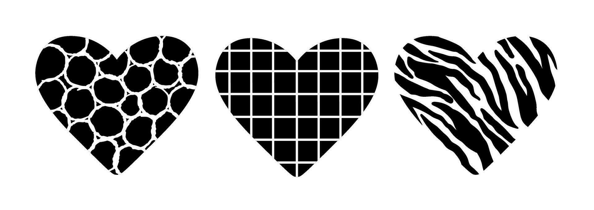 Vector Hearts Doodle Set. Love Symbol Collection Isolated on white. Valentines Sketch