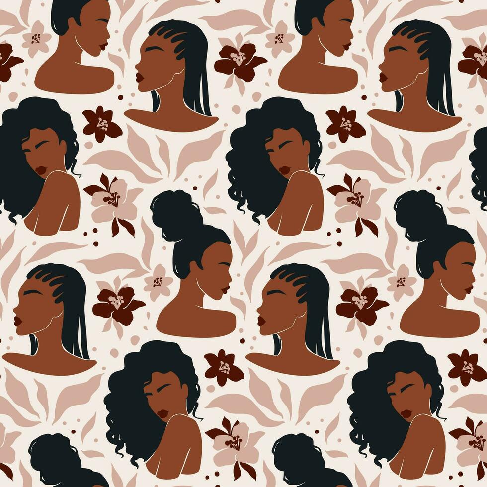 Woman Vector Illustration Set. Beautiful Girls Dark Skin. Modern Female  Collection. 29287786 Vector Art at Vecteezy