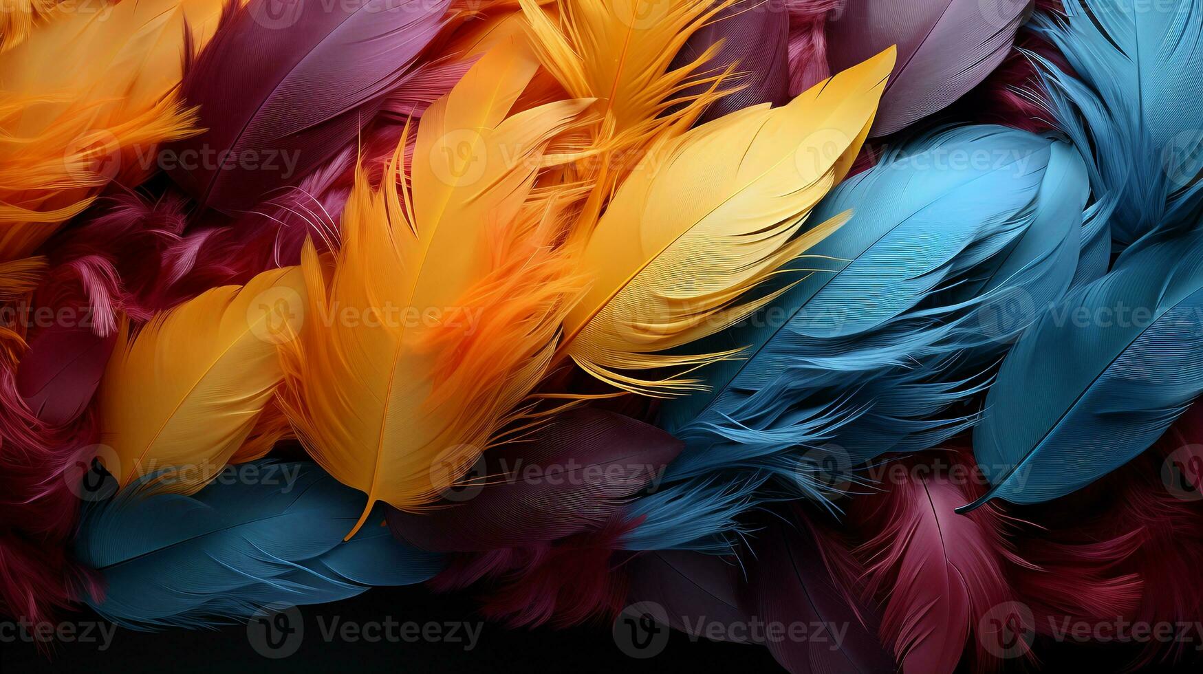 beautiful colorful feather background ai photo