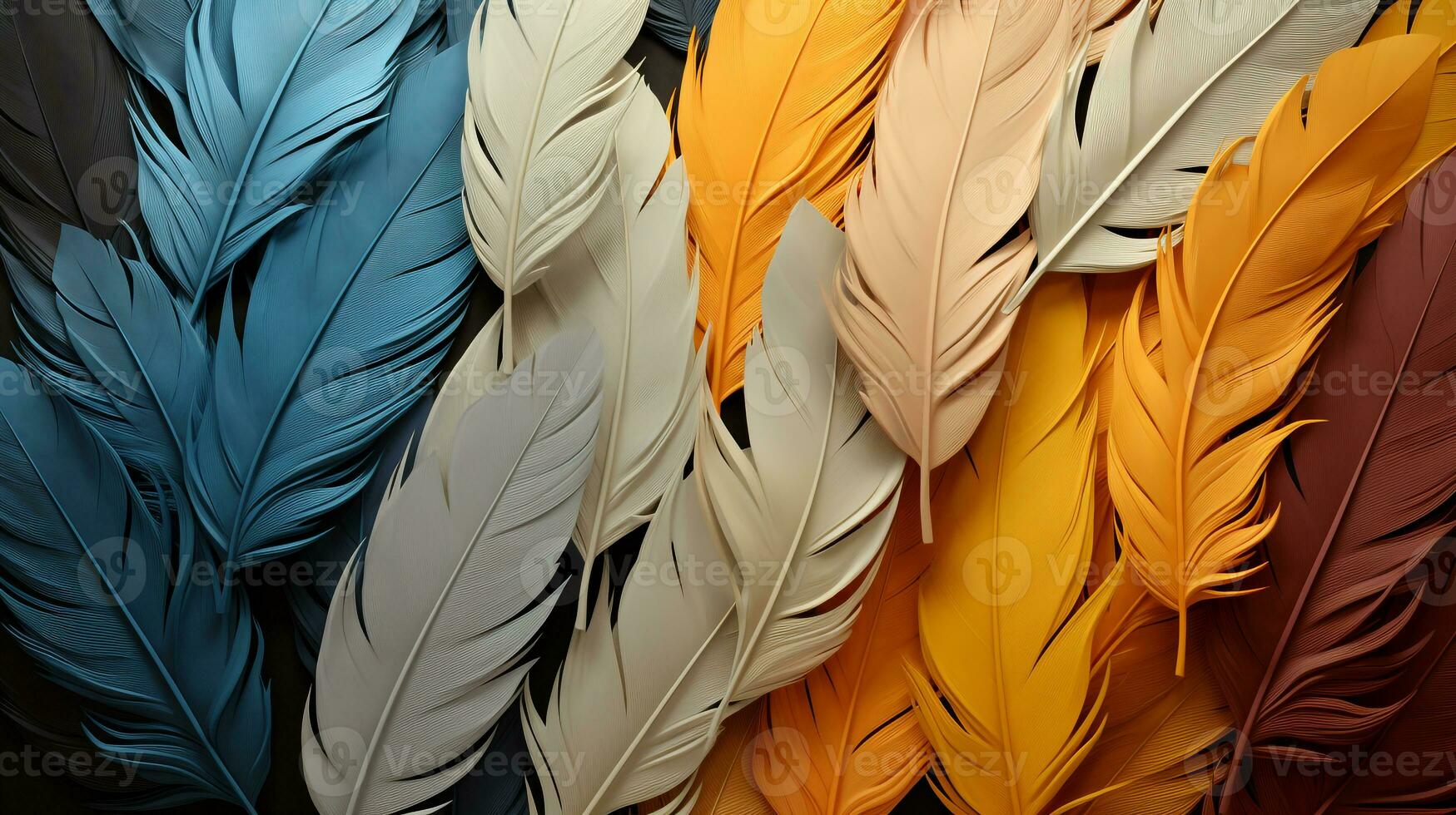 beautiful colorful feather background ai photo
