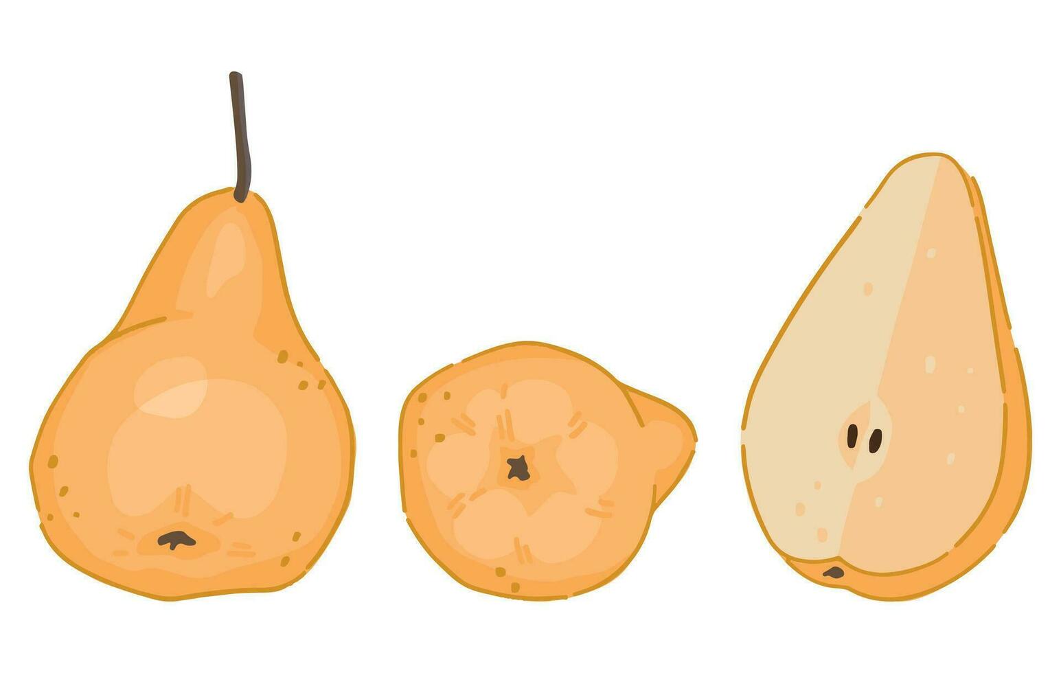 dibujos animados clipart conjunto de peras frutas garabatos de otoño jardín cosecha. vector ilustraciones colección aislado en blanco antecedentes.