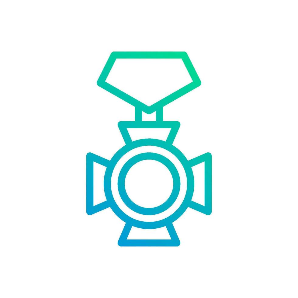 medalla icono degradado verde azul color militar símbolo Perfecto. vector